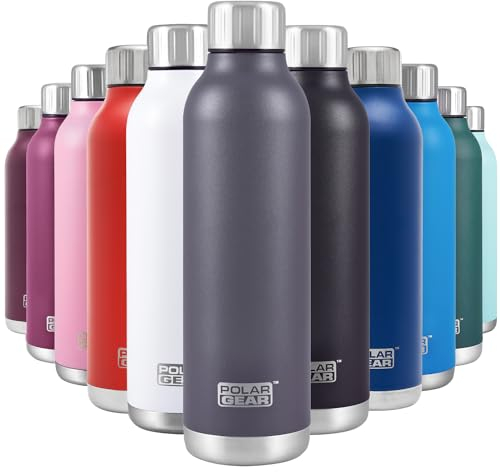 Polar Gear Stainless Steel Water Bottle - 500ml Vacuum Insulated Metal Water Bottle, Double Wall, Leakproof Drinks Bottle - 12H Hot, 24H Cold - Perfect for Work, Travel, Sports, Gym (Graphite)