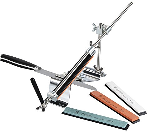 Knife Sharpener Kits, Professional Fixed-Angle Sharpener, Kitchen Sharpening Tool Set, with 4 Sharpening Stones (120#,320#,600#,1500#)