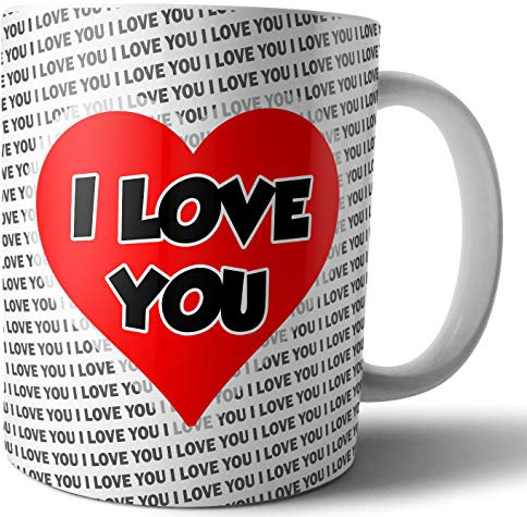 AK Giftshop I Love You Mug Love Heart Design Gift for Him or Her Birthday Anniversary Valentines Christmas