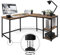 MIADOMODO® Schreibtisch - L förmiger, Vintagebraun/Schwarz, Industriestil, 2 Ablagen, Kabeldurchführung, höhenverstellbar, Metallrahmen - Eckschreibtisch, PC Computertisch, Bürotisch, Homeoffice