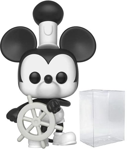 POP Disney: Mickey's 90th Anniversary - Steamboat Willie Funko Vinyl Figure (Bundled with Compatible Box Protector Case), Multicolor, 3.75 inches