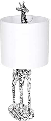 BRUBAKER Tisch- oder Nachttischlampe Giraffe Afrika - Tischleuchte mit Keramikfuß und Stoffschirm - 51.5 cm Höhe, Schwarz Weiß