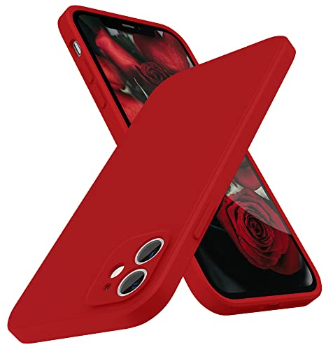 SURPHY für iPhone 11 Hülle Silikon mit Kameraschutz, Flache Kante Handyhülle iPhone 11 Case 6,1 Zoll Dünn Schutzhülle, Rot
