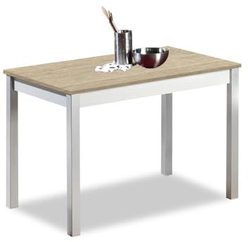 ASTIMESA Mesa fija Küchentisch, Metall Glas Holz, Eiche Raw, 90x50cm