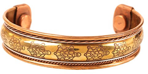 Bracelet en cuivre magnétique de Touchstone, forgé à la main avec du cuivre massif et de haute qualité, inspiré de la tortue et de l'élégance minimaliste en cuivre pur en deux tons.