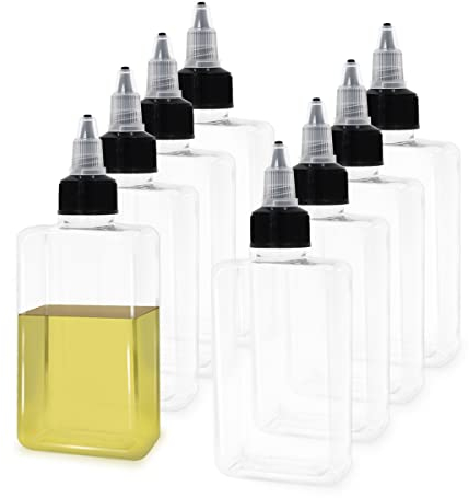 LELE LIFE 8Pcs Small Oil Dispenser Bottle for Camping, 3.4oz Leak-Proof Squeeze Condiment Bottle with Twist Top Cap, Liquid Condiment Container Dispensing Bottles for Oil Soy Sauce Vinegar