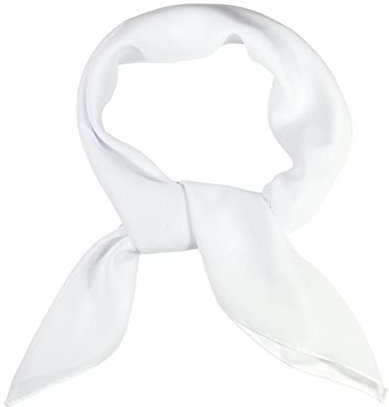 WESTEND CHOICE Foulards carrés en mousseline de soie pour femme - Écharpe unie rétro des années 50 - Bandana léger - 65 x 65 cm, blanc, Taille unique