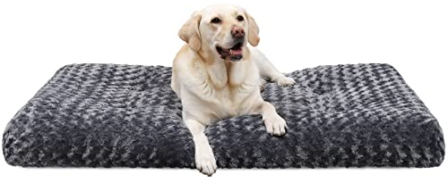 KSIIA Panier XXL pour Chien, 122x74cm, Coussin Lavable en Machine, Velours Rose avec Fond Antidérapant, Tapis Matelas Lit Anti-Stress, Gris Ombre