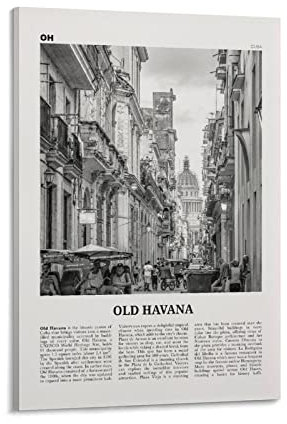 Altes Havanna-Druck, Schwarz und Weiß, alte Havanna-Wandkunst, altes Havanna-Poster, altes Havanna-Foto, alte Hava-Kunst, Wanddekoration, Poster, Garage, Café, Kunst, Geschenkrahmen, 40 x 60 cm