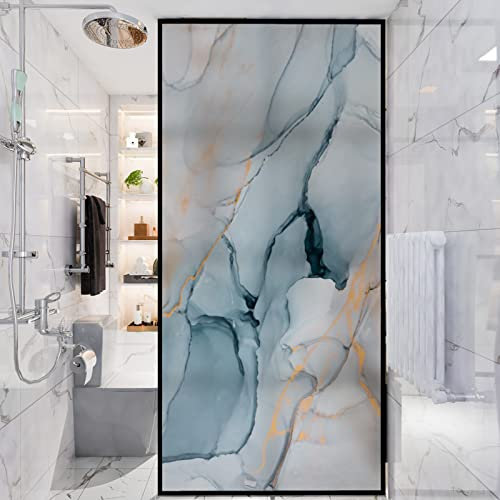 Vinilos para Cristales Azul Degradado Adhesivo Translúcido, Adhesivos para Ventana, Mampara Ducha, Window Film Anti UV (45x200cm)