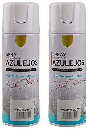 H HANSEL HOME Pintura Spray para Azulejo Blanco Puro 400ml - Pack de 2 Unidades