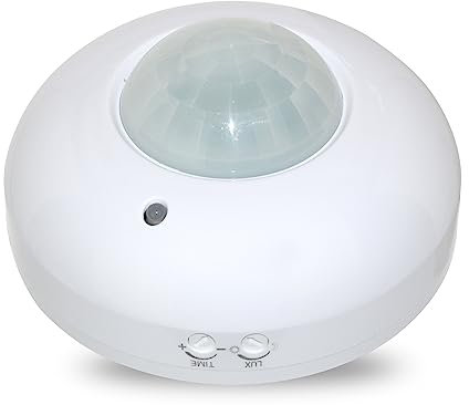 360° PIR Sensor, Indoor-Outdoor Degree Ceiling Mount Motion Sensor, High Sensitive Movement Detector Light Switch, Range max. 8m/360°, max.1200W, IP20,Neutral Required
