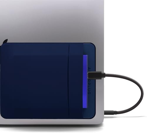 Afterplug 2-Pocket Pouch for Laptop with Reusable Adhesive, for Portable External SSD SanDisk, Samsung T7, Crucial X8, Apple Magic Mouse, Ledger Nano, USB Cable (Blue, 2.5 inch HDD)