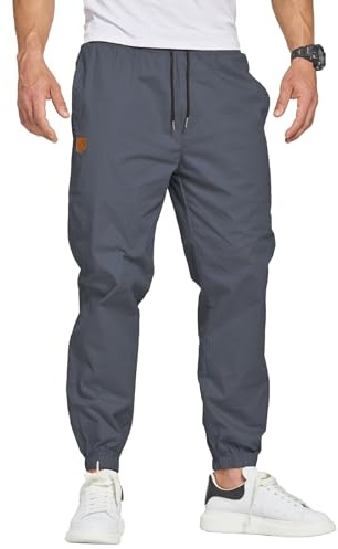 ZOXOZ Herren Hose Chino Cargo Hose Freizeithose Baumwolle Sporthose Casual Jogginghose Elastische Taille mit Kordelzug Sweatpants Herren mit Taschen