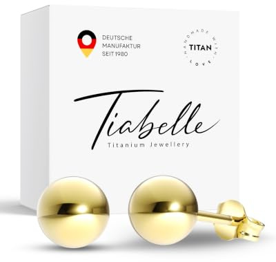 TIABELLE – Ohrstecker ZOE aus Titan – Kugel Ohrringe für Damen – allergenfrei & hautverträglich – Handmade in Germany (4mm ø und 6mm ø)
