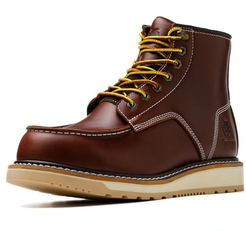 Epochsaga Morbido Moc Toe Impermeabile Moda Industiral & Costruzione Stivali da Lavoro 6 '' Marrone/Nero (Marrone, Adulto, Uomo, 48, Numero, Sistema Taglie Calzature EU, Larga)
