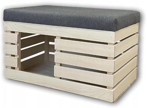 Katzenhaus mit Sitzfläche aus Holz Box mit Samt Material Sitzbank Katzenhütte Katzenhöhle handgefertigt Verschiedene Größen (60 x 40 x 50 cm #E10134)