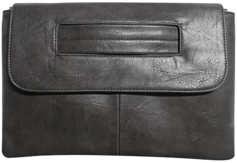 ARVALOLET Pochette da donna, tinta unita, in pelle PU, con busta, grande capacità, borsa da polso, borsa vintage, Nero