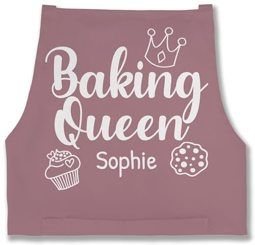 Schürze - Backschürze Damen Frauen - Baking Queen I Backkönigin mit Name I Geschenk Hobby Bäckerin I Backen Geschenkideen - 85x69 - Rosa - backkönigin-schürze bäckerschürze back