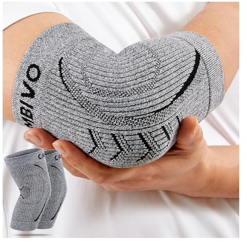CAMBIVO Ellenbogenbandage 2 Pack, Tennisarm Bandage mit 3D Strickstoff, Ellenbogen Bandagen Herren Damen für Sehnenentzündung, Golferarm, Arthritis, Gewichtheben und Basketball