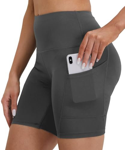 Merlvida Mallas Cortas Mujer Cintura Alta Leggins Cortos Deportivos con Bolsillos Opaco Pantalones Cortos Deporte Elásticos Shorts Pantalon Corto Leggings Ropa Verano para Yoga Fitness Ciclista