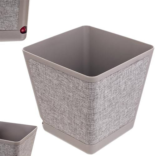 KADAX Vaso decorativo in plastica, vaso rettangolare con sistema di irrigazione, fioriera con auto-irrigazione e serbatoio dell'acqua (marrone melange 30 cm), K9876