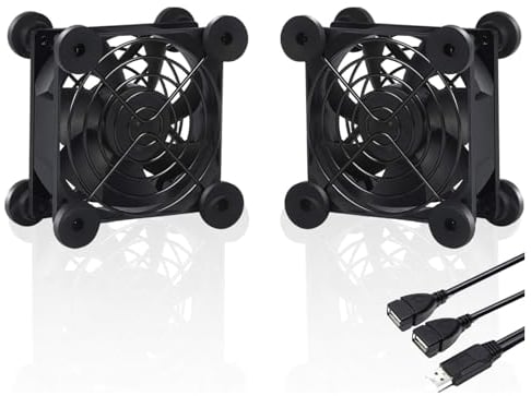 upHere gaming Ventilador de 80 mm alimentado por USB, ventilador silencioso de refrigeración de computadora de 5 V, compatible con PC/Xbox/Playstation/TV Box, U803