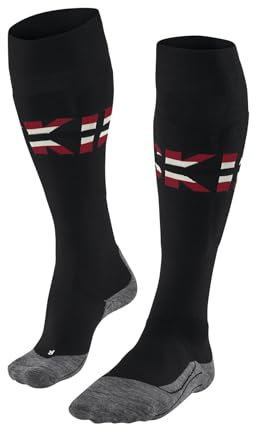 FALKE Damen Skisocken SK4 Advanced W Kh Wolle Funktionsmaterial warm dünn 1 Paar, Schwarz Black-Mix 3010 Stripe, 37-38