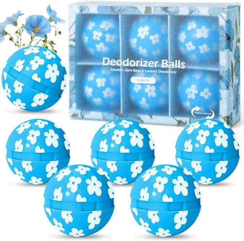 Scent-Hi Deodorant Chaussures Anti-Odeurs, 6 Boules Désodorisants des Casiers, des Sacs de Sport, pour les Maisons, les Bureaux et les Voitures - Lin Rafraîchissant