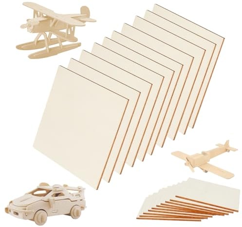 10 Piezas tablero madera manualidades contrachapado,Madera Contrachapada 3MM,Tablero Contrachapado de Tilo,Tablero Contrachapado 10cmx10cm,Madera para Grabado,Corte por láser,Modelado DIY