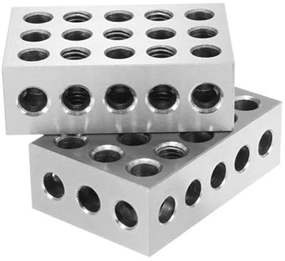 Präzisionsblöcke, gehärtete Stahlblöcke, 0,0002 Zoll, Ingenieur-geschliffen, 23 Löcher, Ingenieurblöcke, 2,5 x 5,1 x 7,6 cm, für Fräsmaschinen, Drehmaschinen, Werkzeuge, 2 Stück