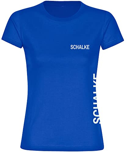 multifanshop Damen T-Shirt - Schalke - Brust & Seite - Druck weiß - Frauen Größe 3XL blau