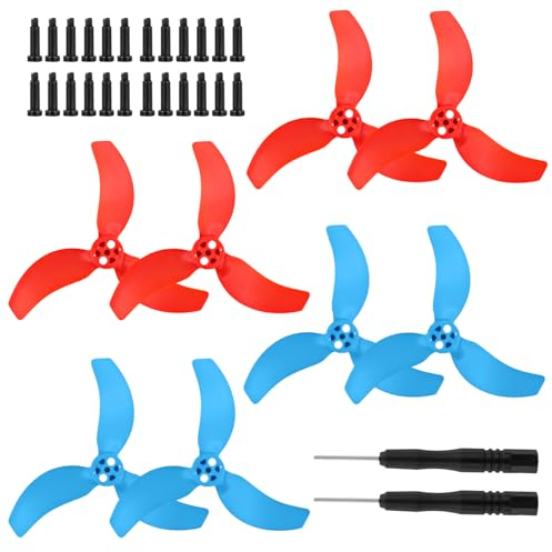 NQEUEPN 8pcs Propeller Blades, Low Noise Drone Rotors with Screwdriver & Screw Accessories for DJI Avata 2 (Blue, Red)