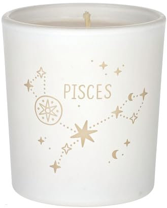 ORIGINALWAX Bianco Candela Profumata Lampone di Cera di Soia in Vetro 100% Segno Zodiacale Pesci (Pisces) Naturale di Fatto a Mano e Vegano 180g Regalo 40 Ore di Combustione