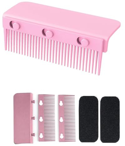 Kznifmk Glätteisenkamm-Aufsatz für Anklipsen, Griffkamm für Glätteisen, Glätteisen-Haarglätterkamm, für Glätteisen, Rosa