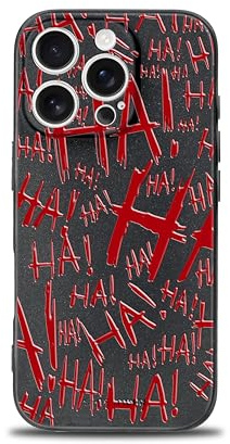 SIMPLYMDRN Slim for iPhone 16 Pro Max Case - Joker Haha Design - Cool Case for Men - Superhero Villain Designer Cover - Slim and Flexible (Jok5ster Red)