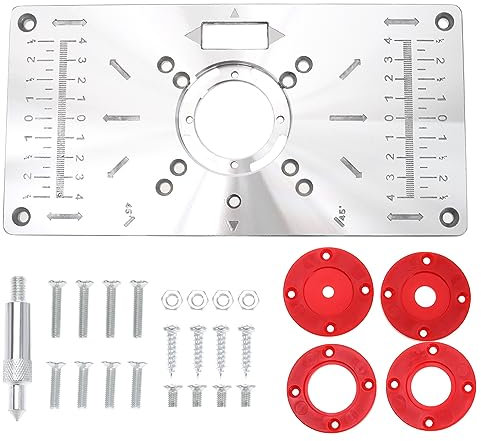 JDQTPOET Router Table Insert Plate Compatible with Routers Aluminum Alloy Trimming Machine with 4X Router Insert Rings 1x Fixing Screws