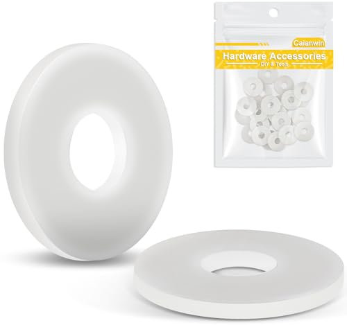 Caianwin Lot de 25 rondelles M5 en plastique blanc DIN 9021 en nylon - Rondelles plates en plastique pour vis M5, tiges filetées, écrous