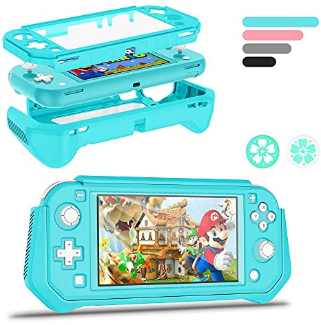 Schutzhülle für Nintendo Switch Lite, Vollschutz Switch Lite Cover, TPU Stoßdämpfung und Anti-Kratzer für Nintendo Switch Lite Skin mit integriertem Displayschutz & Daumengriffkappen