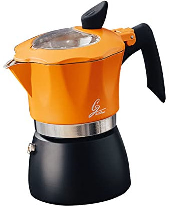Cabilock Handbrüh Espressokanne Aus Aluminium 150ml Mit Verbrühschutzgriff Für Zuhause Büro Café Kaffeemaschine Schwarz Orange