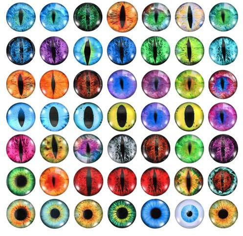 PATIKIL 22 mm Yeux de Dragon, 100PCS Œil en Verre Artificielles Ronds Animaux, Yeux de Securite Amigurumi Cabochon pour Fabrication de Poupées en Argile Artisanat DIY Bijoux, Multicolore