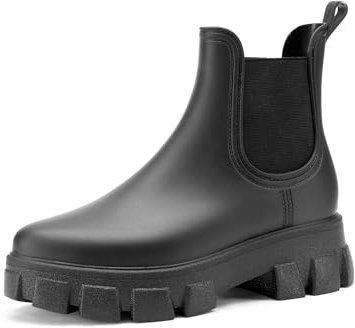 DREAM PAIRS Women's Wellies Anti-Slip Chunky Sole Rain Boots | Chunky thick sole, waterproof PVC, non-slip, EVA insole, stylish