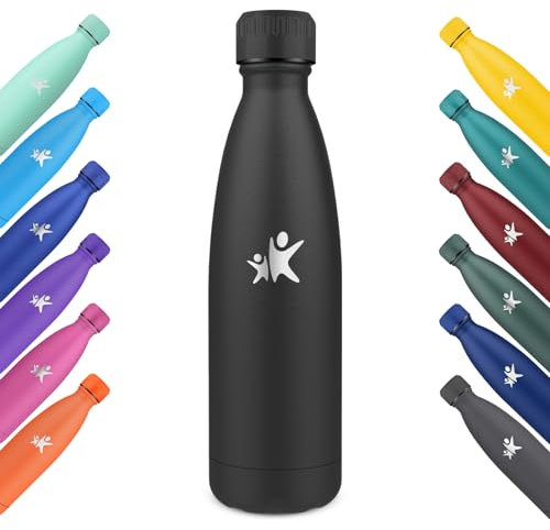 KollyKolla Botella Termica 750ml, Botella Agua Acero Inoxidable, Termo sin BPA, Botella Reutilizable, Mantener Bebida 12H Caliente/24 Frío, para Niños, Adultos, Deporte, Escuela, Oficina - Negro