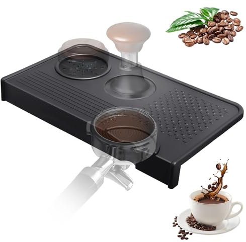 Tampermatte, Siebträgermaschine Kaffee Tamping Matte aus Hochwertigem Silikon, Barista Matte Zubehör mit Einkerbung für den Siebträger Tamper Matte (Schwarz)