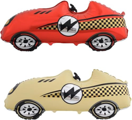 Rennwagen Folienballons, 2pcs Cars Geburtstagsdeko, Rennauto Luftballons, Rennwagen Ballon, Luftballon Auto Geburtstag, Cars Deko Folienballon, Auto Thema Party Dekorationen
