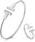 APUUESN Schmuck Set,Armreif Sterling Silber 925 Damen und Ring Silver,Armreifen Frauen,Zirkon Armband,Buchstabe T Armbänder,Dupes,Geschenk für Freundin,Geburtstag