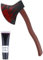 Halloween Bloody Axe with Brown Handle and Fake Blood Tube - Plastic Axe Weapons Props for Halloween & Film Horror Scary Killer Butcher Jason Zombie Fancy Dress Costume
