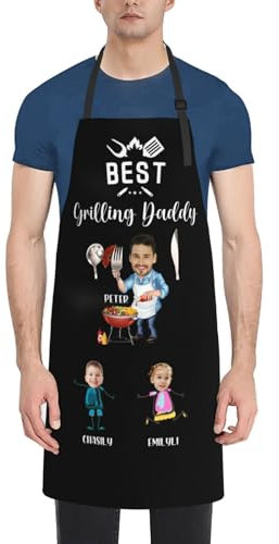 SweetJECCU Lustige Grillschürzen, personalisierbar, mit Tasche, Geburtstags- und Vatertagsgeschenk für Papa, Best Grilling Daddy 2, 28 inch/70cm*33 inch/84cm