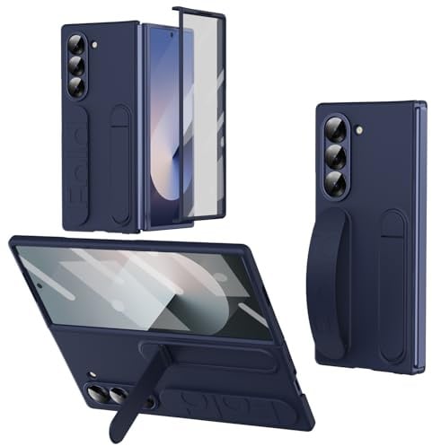XIMAND für Samsung Galaxy Z Fold 7, Schutzhülle mit Armbandständer, integriertem Bildschirm- und Linsenschutz, stoßfest, Ganzkörper-Fallschutz (Blau)