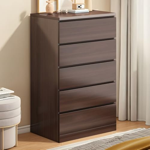 ZDFTGKM Mesita de noche de madera con cajón, cómoda para dormitorio, mesita de noche, armario de almacenamiento, sala de estar, pared, nogal oscuro, 5, 1 pieza, 24 pulgadas de largo x 16 pulgadas de